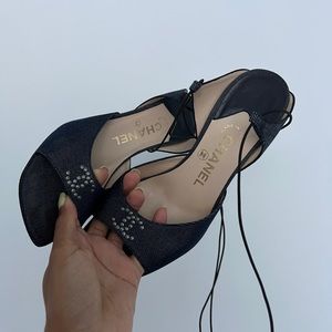 Early 2000’s chanel denim sandal heels